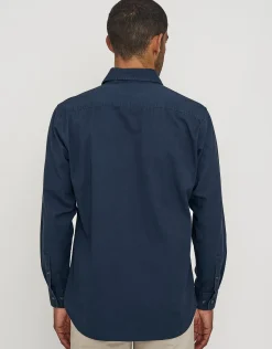 Twill Long Sleeve Shirt in Navy