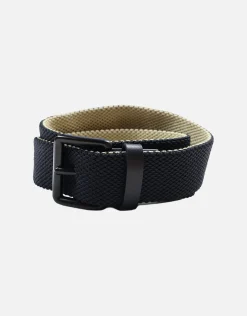 Two Tone Elastic Woven Belt in Black/tan