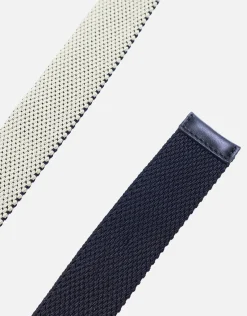 Two Tone Elastic Woven Belt in Black/tan