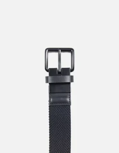 Two Tone Elastic Woven Belt in Black/tan