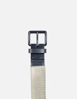 Two Tone Elastic Woven Belt in Black/tan