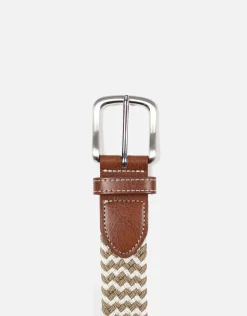Two Tone Elastic Woven Belt in Tan