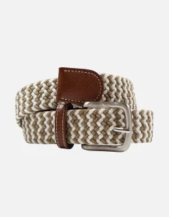 Two Tone Elastic Woven Belt in Tan