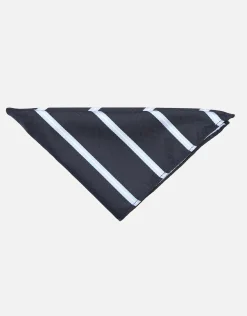 Two Tone Stripe Pocket Square in Navy