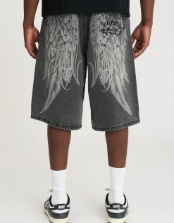 Vanguard Chains Baggy Fit Jorts in Washed Black