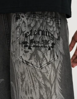 Vanguard Chains Baggy Fit Jorts in Washed Black