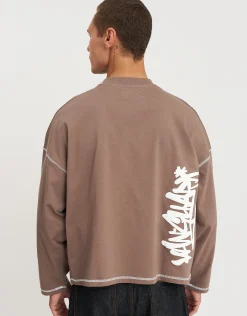 Vanguard Cropped Long Sleeve T Shirt in Wood Smoke