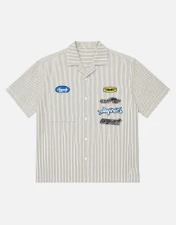 Vanguard Cropped Short Sleeve Shirt in Green/white