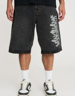 Vanguard Graffiti Baggy Fit Jorts in Acid Black