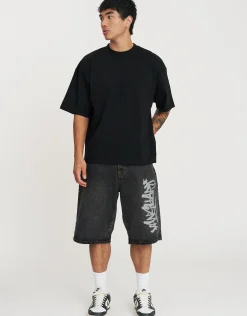 Vanguard Graffiti Baggy Fit Jorts in Acid Black