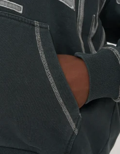 Vanguard Graffiti Oversized Zip Up Hoodie in Washed Black