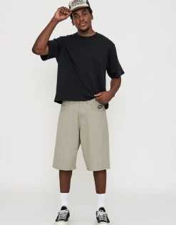 Vanth Baggy Fit Twill Jorts in Beige