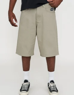 Vanth Baggy Fit Twill Jorts in Beige