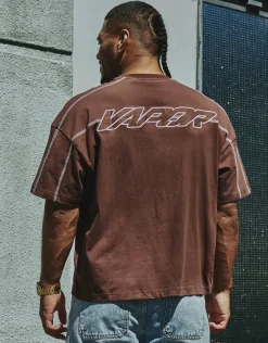 Vapor Overlocked Box Fit T Shirt in Brown