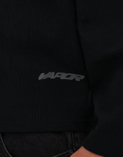 Vapor Textured Long Sleeve T Shirt in Black