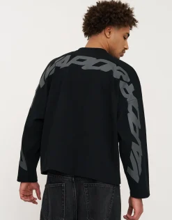 Vapor Textured Long Sleeve T Shirt in Black