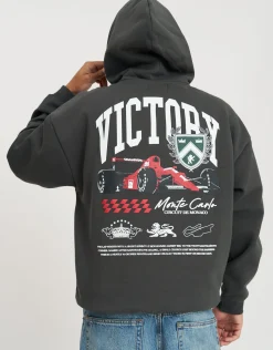 Victory Car Ovesized Hoodie in Pewter Grey