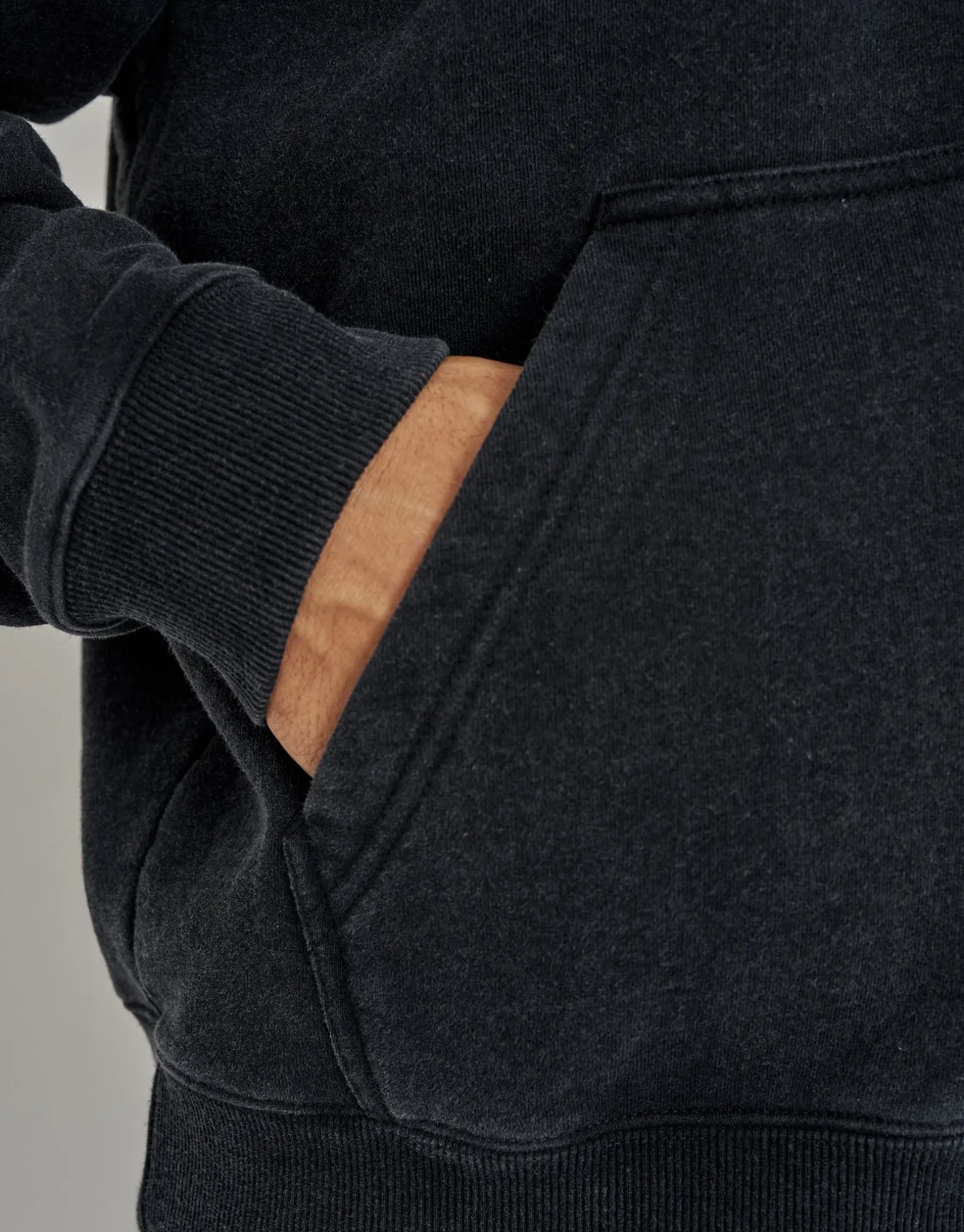Void Oversized Cropped Zip Up Hoodie in Washed Black
