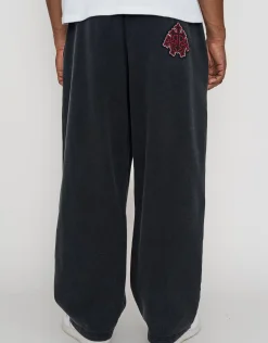 Void Wide Leg Track Pants in Washed Black