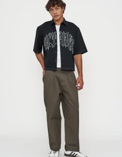 Vultures Cropped Short Sleeve Shirt in Black