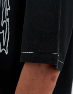 Vultures Cropped Short Sleeve Shirt in Black