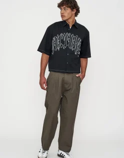 Vultures Cropped Short Sleeve Shirt in Black