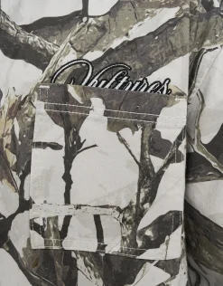 Vultures Foliage Cropped Zip Up Shirt in Grey Camo