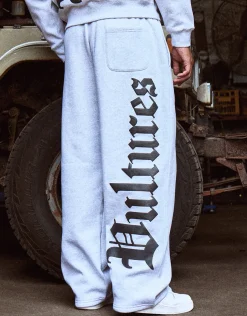 Vultures Wide Track Pants in Snow Marle