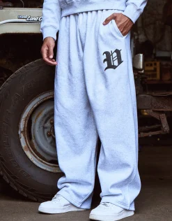 Vultures Wide Track Pants in Snow Marle