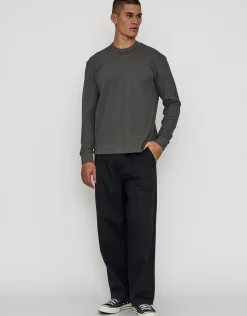 Waffle Relaxed Fit Long Sleeve T Shirt in Snow