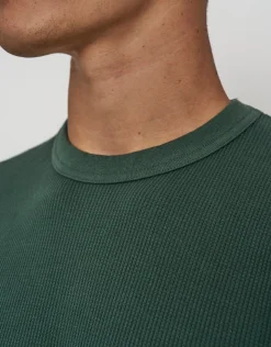 Waffle Relaxed Fit Long Sleeve T Shirt in Black