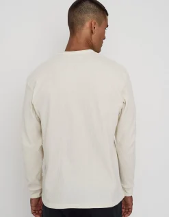 Waffle Relaxed Fit Long Sleeve T Shirt in Black