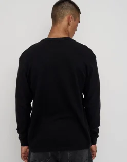 Waffle Relaxed Fit Long Sleeve T Shirt in Pewter Grey