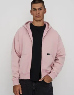 Washed Oversized Cropped Zip Up Hoodie in Black