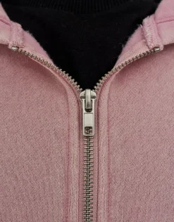 Washed Oversized Cropped Zip Up Hoodie in Black