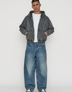 Washed Oversized Cropped Zip Up Hoodie in Pink