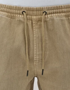 Washed Twill Elastic Waist Shorts in Black