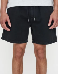Washed Twill Elastic Waist Shorts in Sand