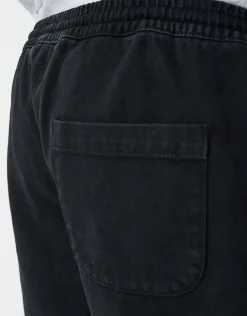 Washed Twill Elastic Waist Shorts in Sand