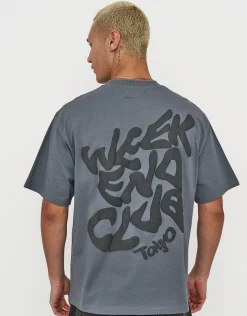 Weekend Club International Relaxed Fit T Shirt in Slate