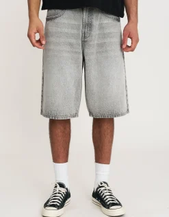 West Divison Baggy Fit Jorts in Black/white Stitch