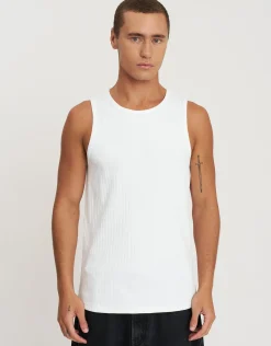 Wide Rib Cotton Singlet in Asphalt