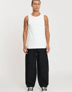 Wide Rib Cotton Singlet in White