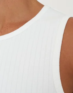 Wide Rib Cotton Singlet in White