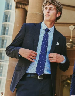 Window Grid Long Sleeve Dress Shirt in Light Blue