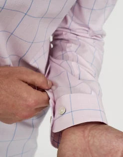 Window Grid Long Sleeve Dress Shirt in Light Blue