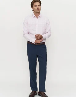 Window Grid Long Sleeve Dress Shirt in Light Blue