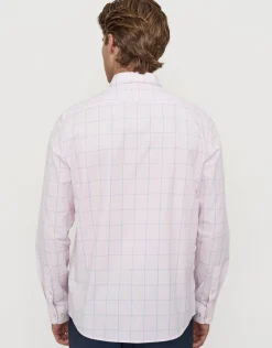 Window Grid Long Sleeve Dress Shirt in Light Blue