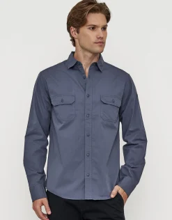 Wisconsin Long Sleeve Shirt in Shadow Blue