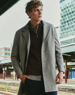 Wool Blend Overcoat in Biscuit